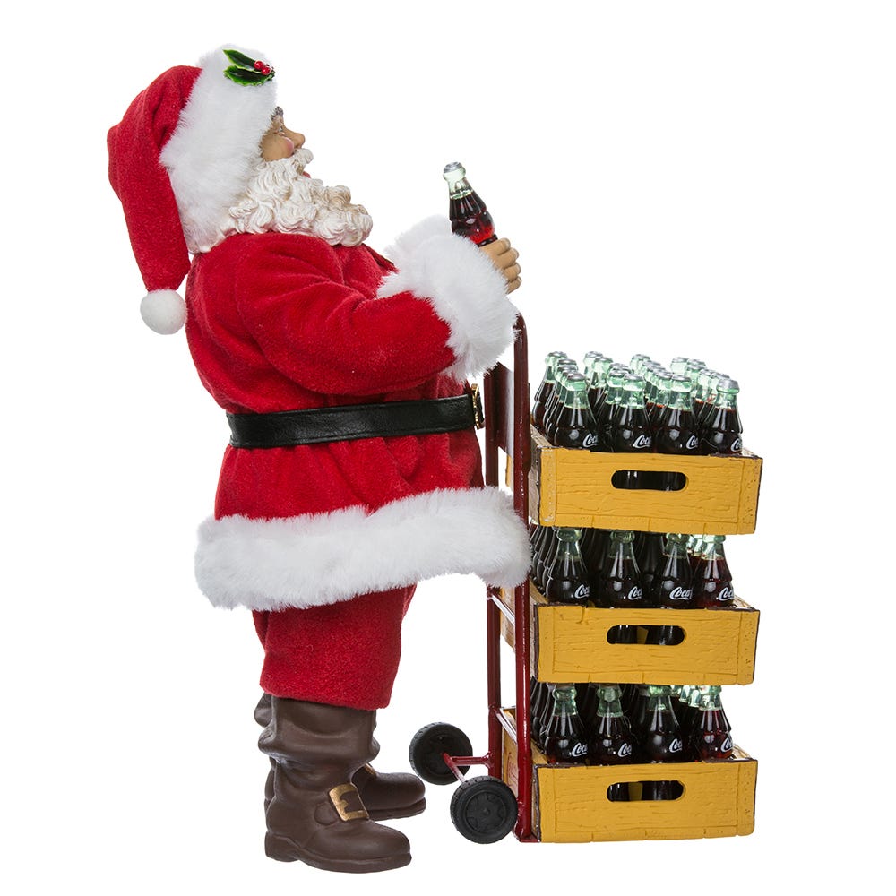Kurt Adler 10.5-Inch Coca-Cola Santa with Delivery Cart Set of 2 Pieces